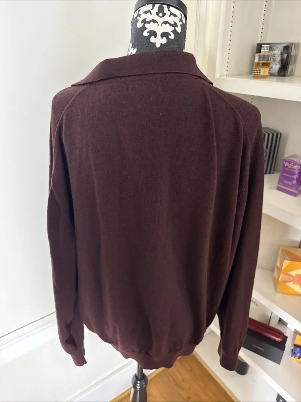 Woods & Gray 100% Merino wool Polo Collar Sweater Men's Size XX L Burgendy